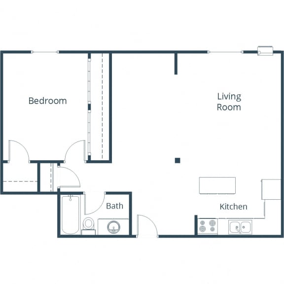 Floor Plan  Riverwood Apartments in Crookston, MN | One Bedroom Floor Plan 11C