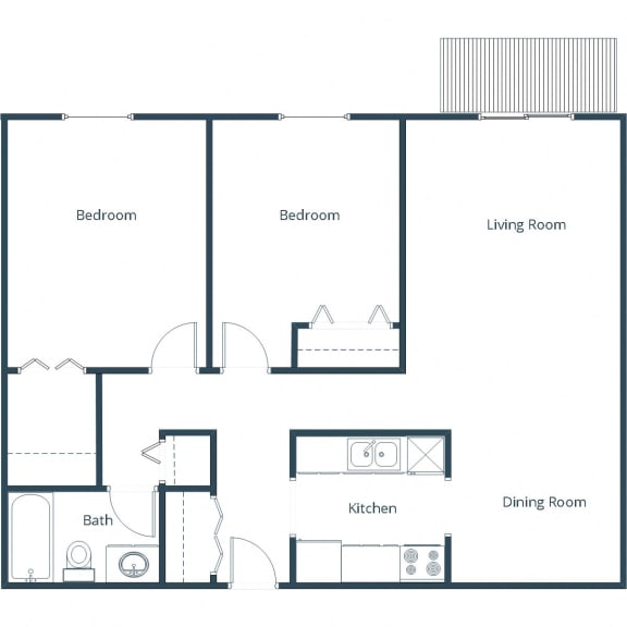Bristol Park Apartments in Grand Forks, ND | Two Bedroom Floor Plan 21A