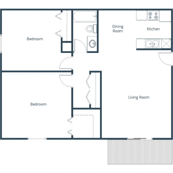 Bristol Park Apartments in Grand Forks, ND | Two Bedroom Floor Plan 21B
