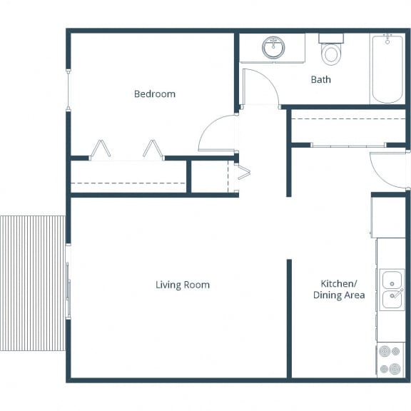 Chandler 1866 Apartments in Grand Forks, ND | One Bedroom Floor Plan 11A