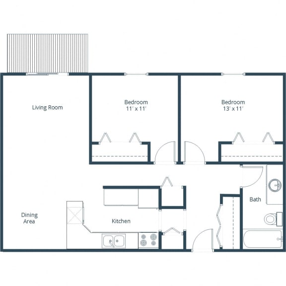 Chandler 1802 Apartments in Grand Forks, ND| Two Bedroom Floor Plan 21A