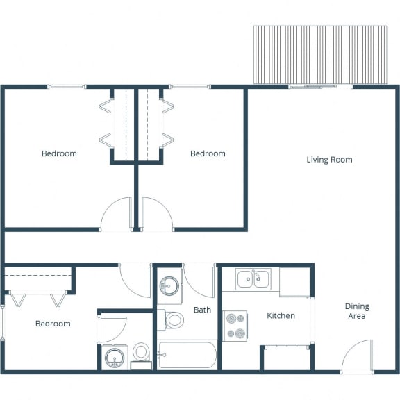 Chandler 1802 Apartments in Grand Forks, ND| Three Bedroom Floor Plan 3175A