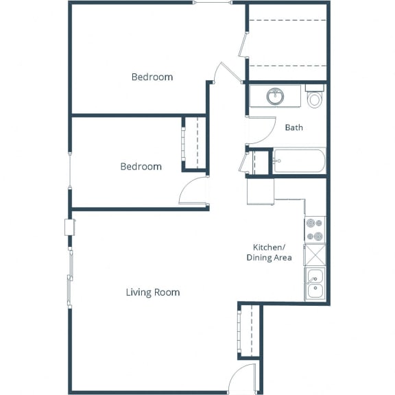 Chandler 1834 Apartments in Grand Forks, ND | Two Bedroom Floor Plan 21B
