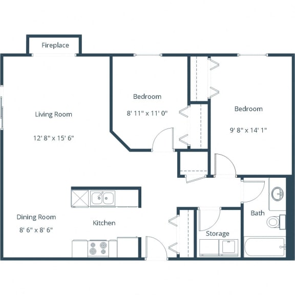 Columbia West Apartments in Grand Forks, ND | Two Bedroom Floor Plan 21B