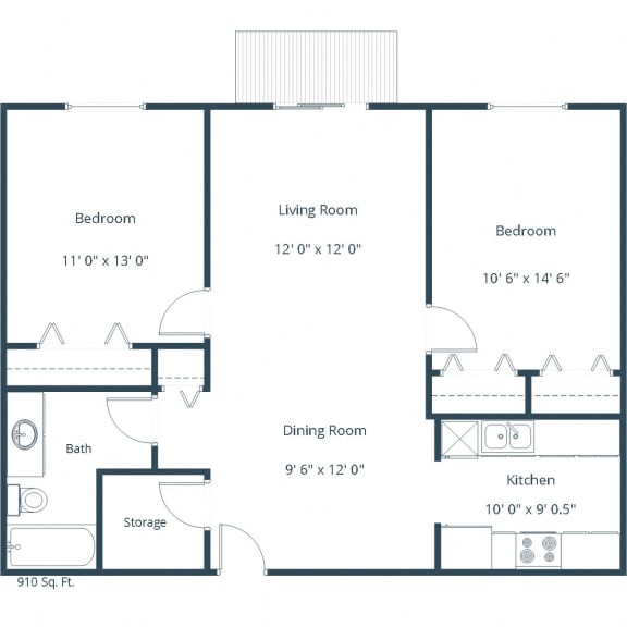 Creekside Apartments in Grand Forks, ND | Two Bedroom Floor Plan 21A