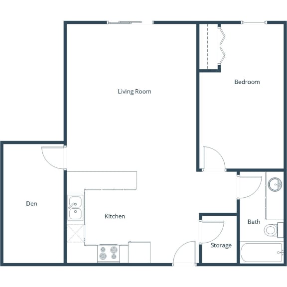 Grandview II Apartments in Grand Forks, ND | One Bedroom Floor Plan 11B