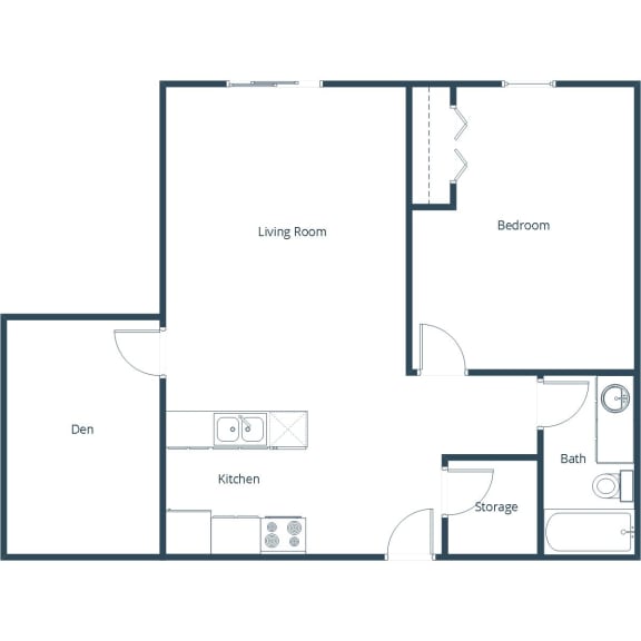 Grandview II Apartments in Grand Forks, ND | One Bedroom Floor Plan 11C