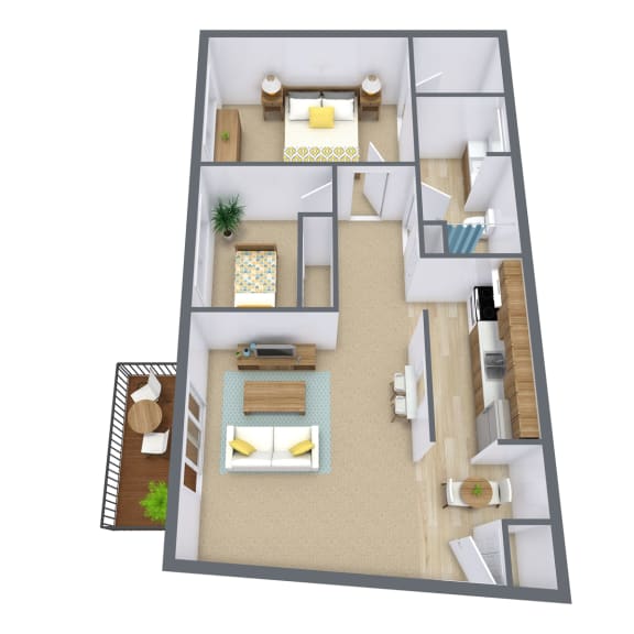 Courtyard Apartments in St. Louis Park, MN | Two Bedroom Floor Plan 21C