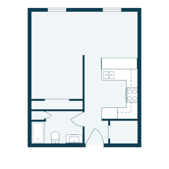 a floor plan of a house with a bedroom and a living room
