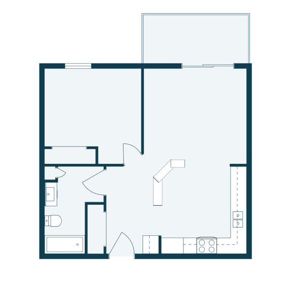 a floor plan of a room with a bedroom and a living room