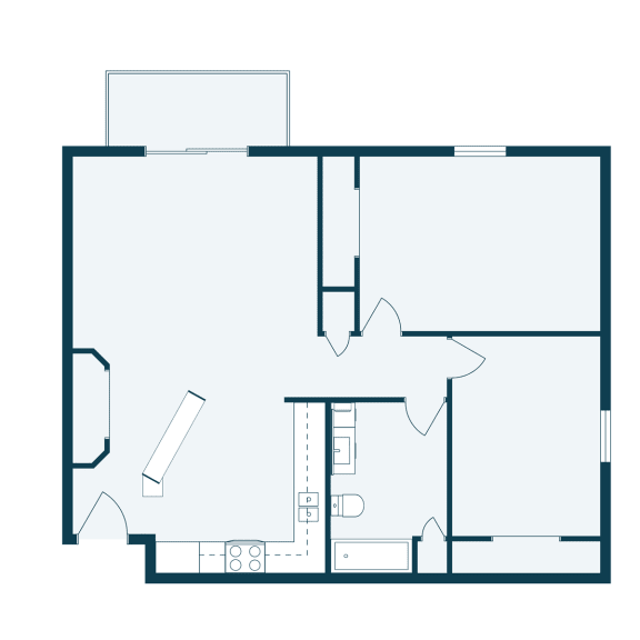 a floor plan of a house with a bedroom and a living room