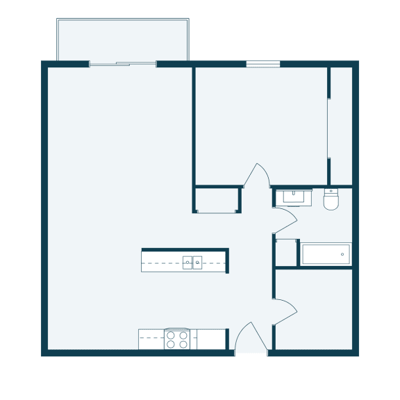 a floor plan of a house with a bedroom and a living room