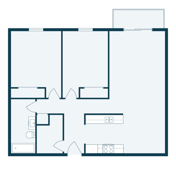 a floor plan of a room with a bedroom and a living room