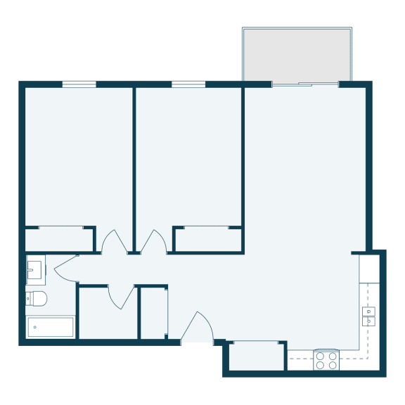 a floor plan of a room with a bedroom and a living room