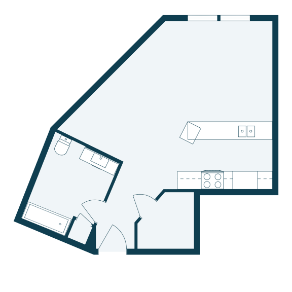 a floor plan of a house with a bedroom and a living room