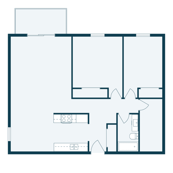 a floor plan of a house with a bedroom and a living room
