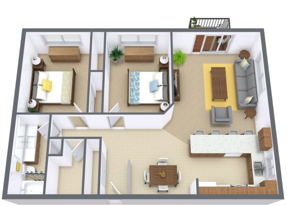 Floor Plan  Flickertail I-VI Apartments | Two Bedroom | Plan 21A