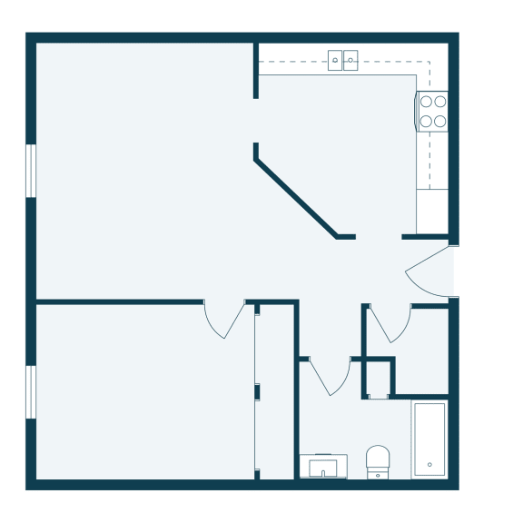 a floor plan of a house with a bedroom and a living room