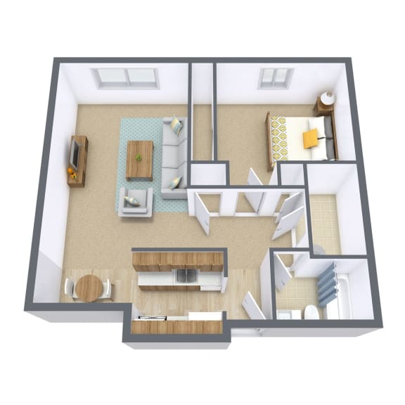 One Bedroom Floor Plan 11B at France, Fargo, ND