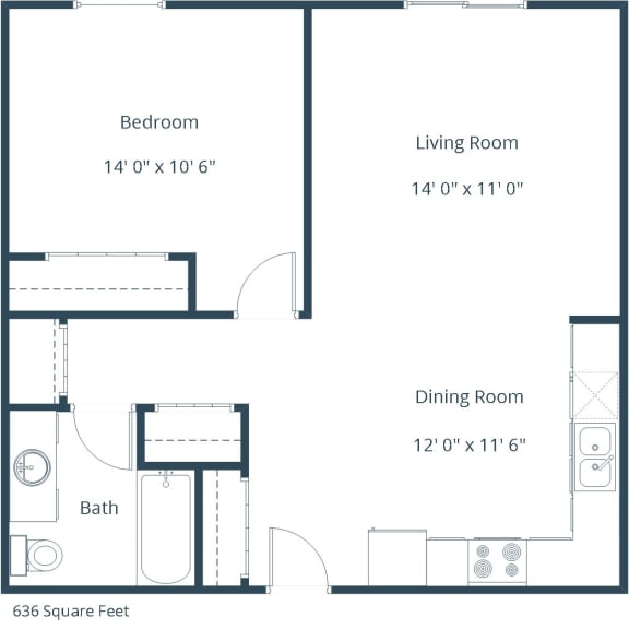 Woodstone Apartments in Moorhead, MN | One Bedroom Floor Plan 11A