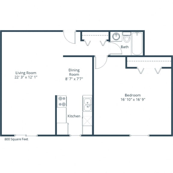 Georgetown on the River in Fridley, MN | One Bedroom Floor Plan 11A at Georgetown on the River Apartments, Fridley, MN