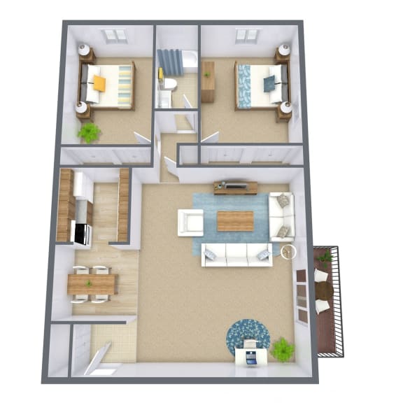 Georgetown on the River Apartments in Fridley, MN | Two Bedroom Floor Plan 21D | 1110 SF at Georgetown on the River, Fridley
