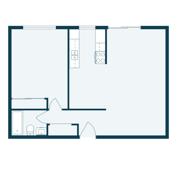 a floor plan of a house with a bedroom and a living room