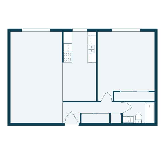 a floor plan of a house with a bedroom and a living room