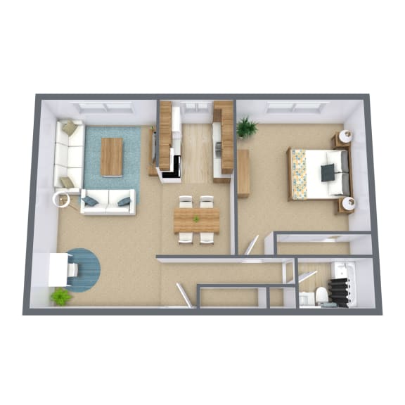 Floor Plan  a bedroom floor plan and a bathroom with a living room