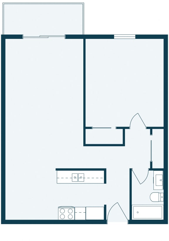 a floor plan of a room with a bedroom and a living room