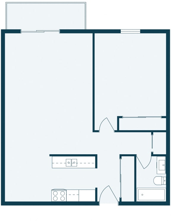 a floor plan of a room with a bedroom and a living room