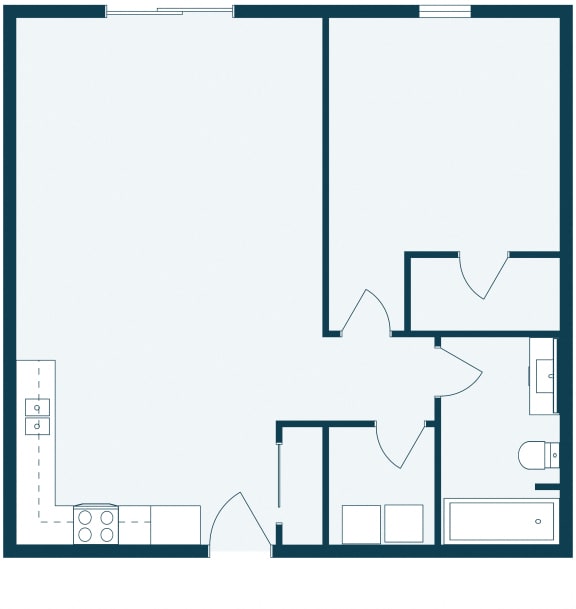 a floor plan of a house with a bedroom and a living room
