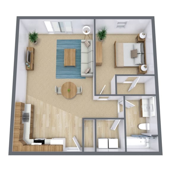 Floor Plan  a floor plan of a bedroom with a bathroom and a living room