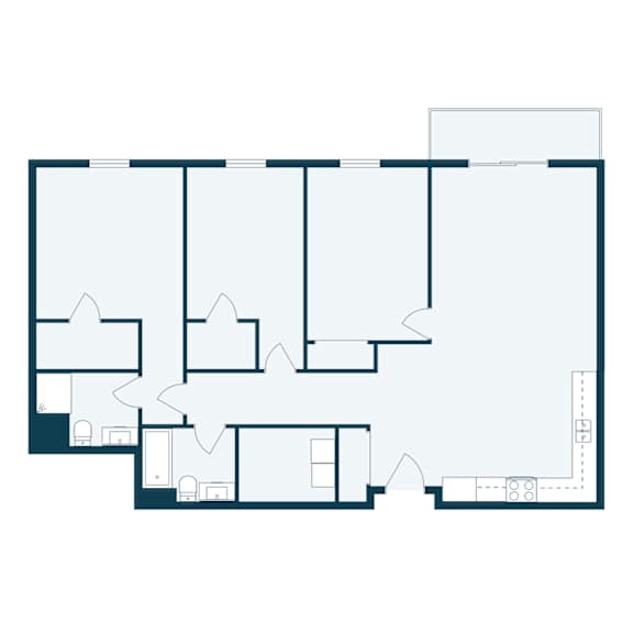 A floor plan of a house with rooms and corridors.