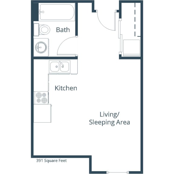 Glen Pond Apartments | Efficiency Floor Plan 01B  at Glen Pond, Eagan, MN, 55121