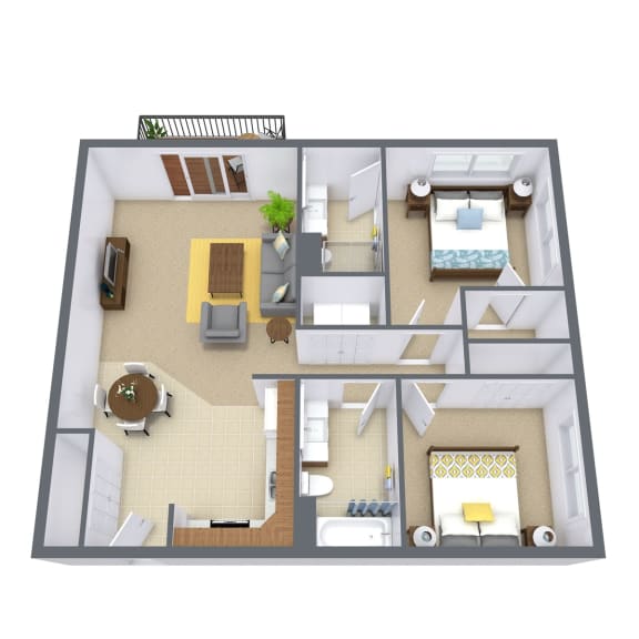 Glen Pond Apartments | Two Bedroom | Plan 22J  at Glen Pond, Eagan, MN