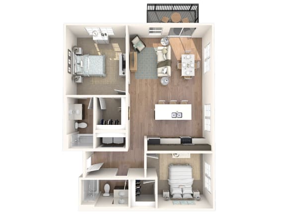 Glen Pond Addition Apartments | Two Bedroom | Plan DAU2FXXB