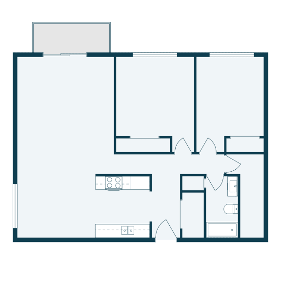 a floor plan of a house with a bedroom and a living room