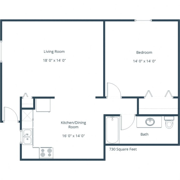 One Bedroom Floor Plan 11A One Bedroom Floor Plan 11A at Highland Meadows in Bismarck, ND