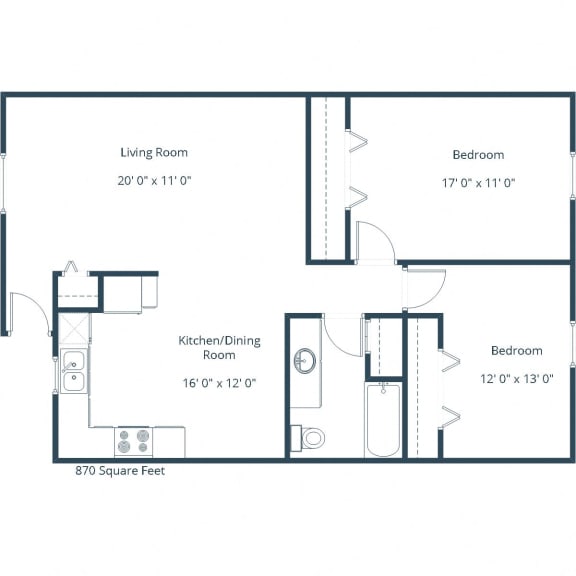 Two Bedroom Floor Plan 21A Two Bedroom Floor Plan 21A at Highland Meadows in Bismarck, ND
