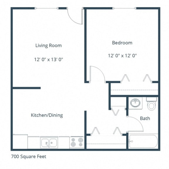 Berkshire Townhomes in Fargo, ND | One Bedroom Floor Plan 11A