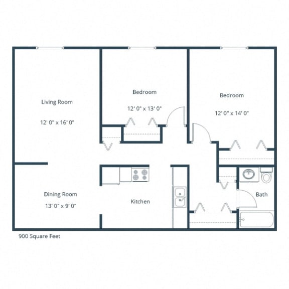 Berkshire Townhomes in Fargo, ND | Two Bedroom Floor Plan 21A