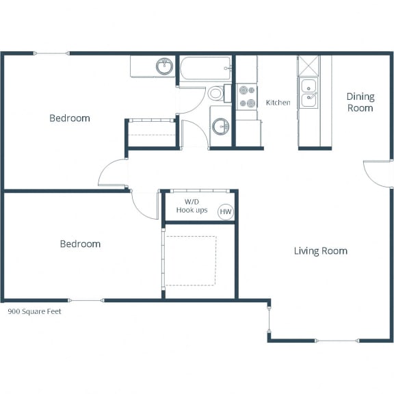Cedar Point Apartments in Fargo, ND | Two Bedroom Floor Plan 21A
