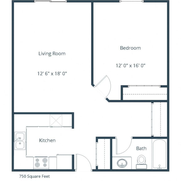 Galleria 3 Apartments in Fargo, ND | One Bedroom Floor Plan 11A