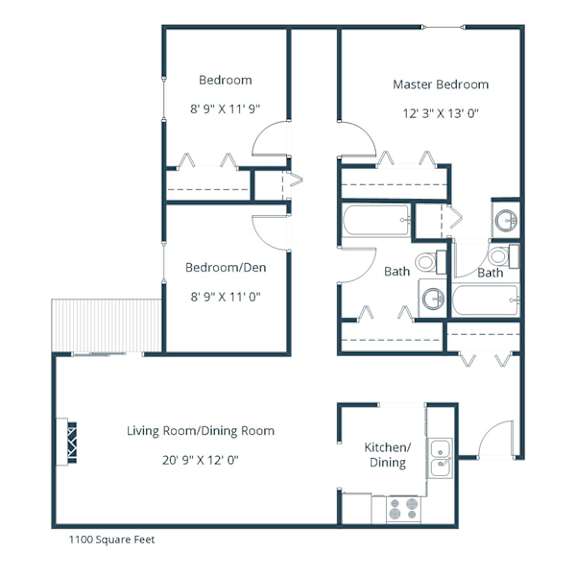 Floor Plan  Galleria 3 | Three Bedroom | Plan 32A