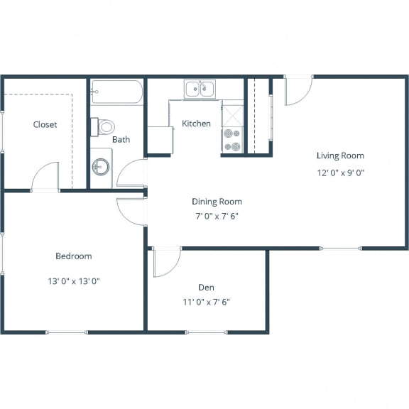 Parkwood East and West Apartments in Fargo, ND | One Bedroom Floor Plan 11C