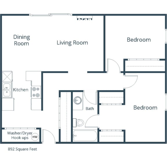 Sugar Plum Apartments in Fargo, ND | Two Bedroom Floor Plan 215A