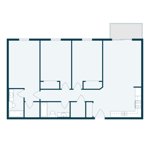 Lake Crest Apartments in West Fargo, ND | Three Bedroom Floor Plan 32A
