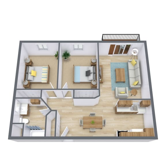 Floor Plan  Lake Crest Apartments in West Fargo, ND | Two Bedroom Floor Plan 21C