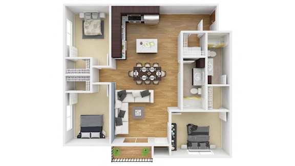 a floor plan of a house with a wood floor. Circle Pines, MN Lexington Lofts